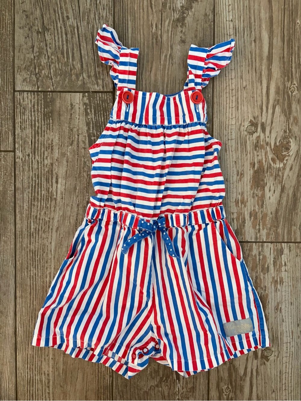 Eleanor Rose 4th of July Summer Girls Red, White & Blue Striped Romper